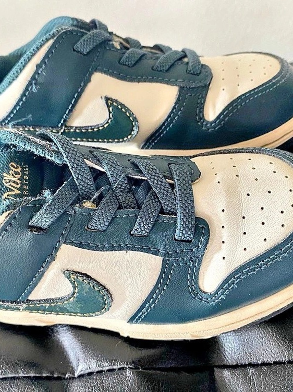 Nike Dunk Low Denim Turquoise Kids Sneakers Blue & White